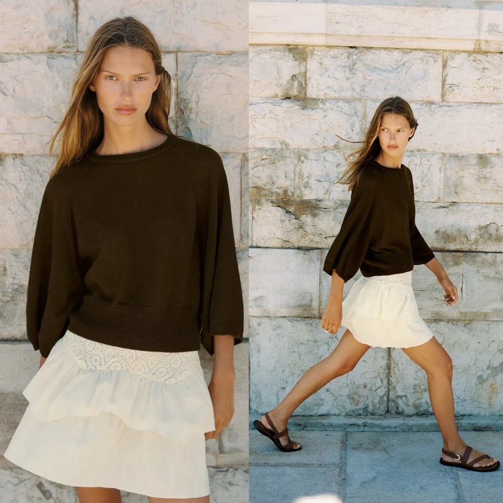 ZARA CROCHET RUFFLE MINI SKIRT